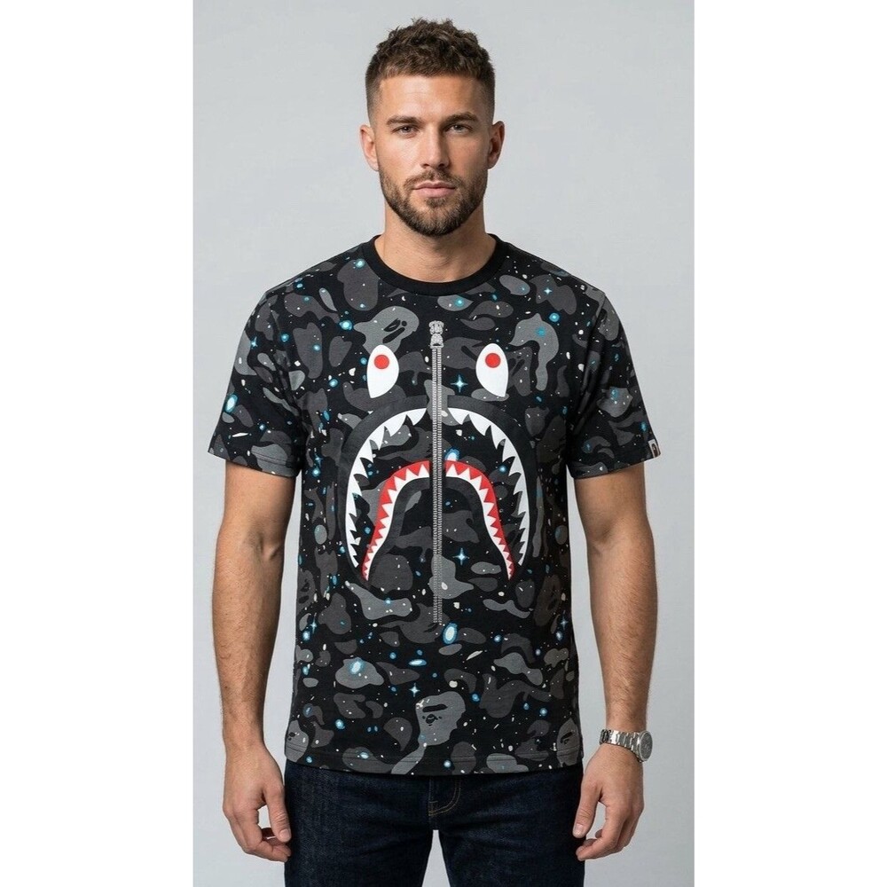 A Bathing Ape BAPE Space Camo Shark Tee XXL
